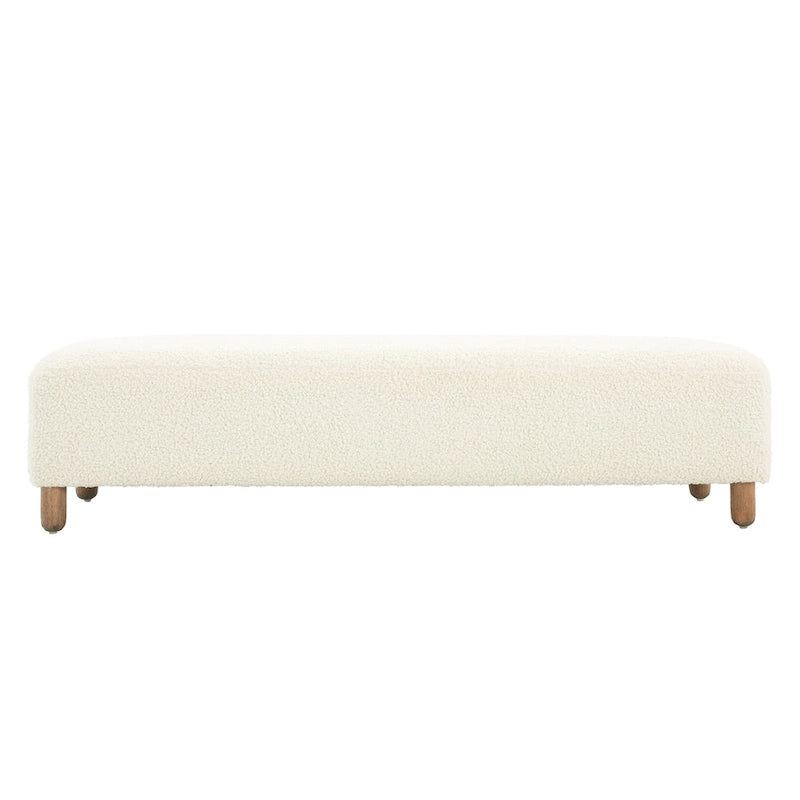 Modern Boucle Upholstered Ottoman Bench for Two