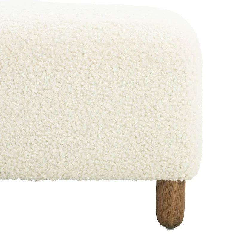 Modern Boucle Upholstered Ottoman Bench for Two