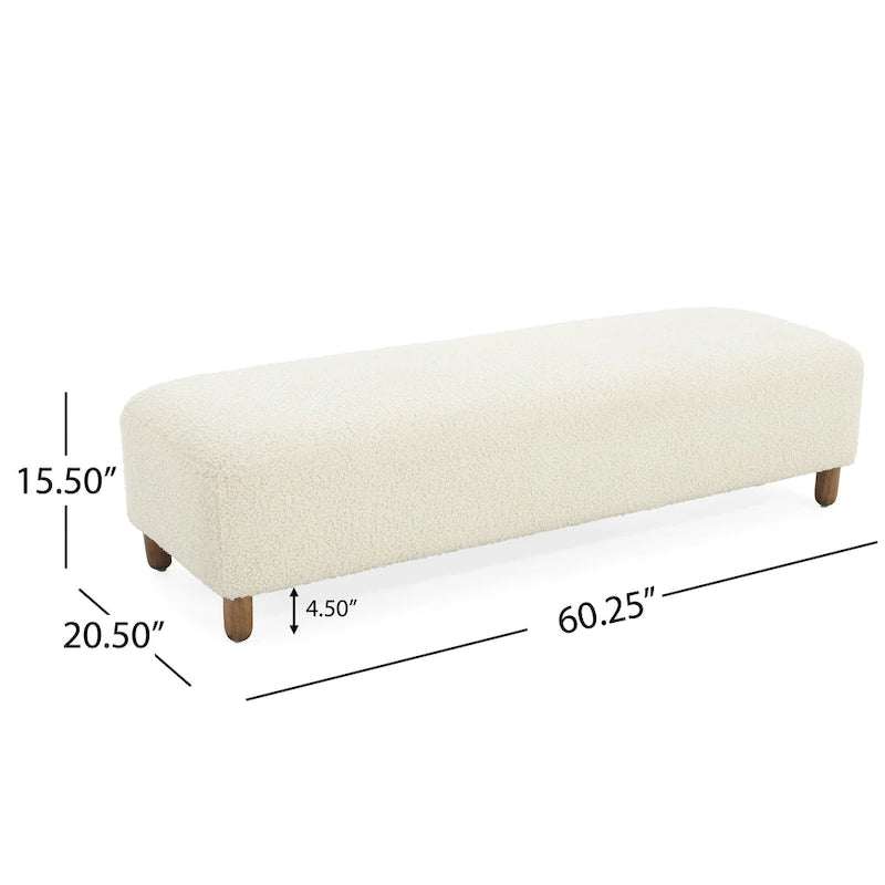 Modern Boucle Upholstered Ottoman Bench for Two