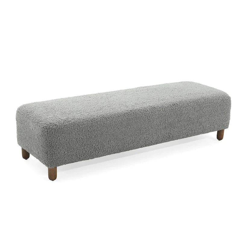 Modern Boucle Upholstered Ottoman Bench for Two
