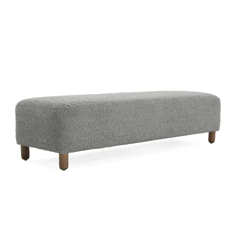 Modern Boucle Upholstered Ottoman Bench for Two