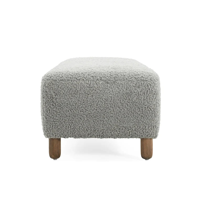 Modern Boucle Upholstered Ottoman Bench for Two