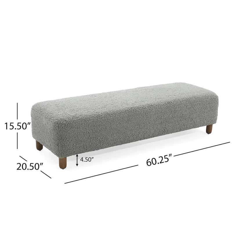 Modern Boucle Upholstered Ottoman Bench for Two