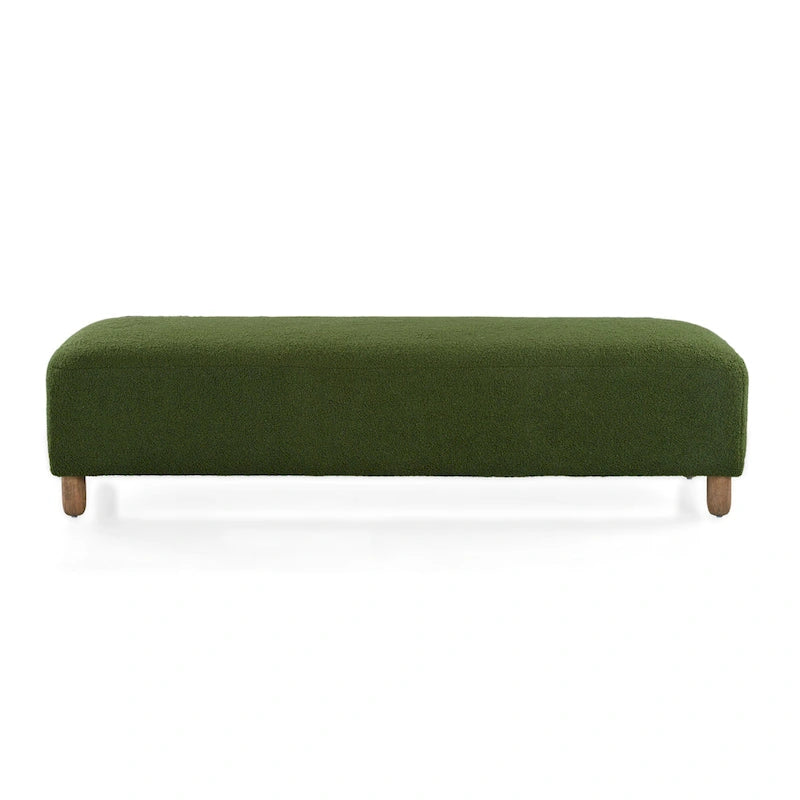 Modern Boucle Upholstered Ottoman Bench for Two