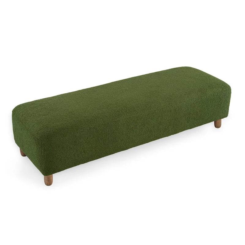 Modern Boucle Upholstered Ottoman Bench for Two