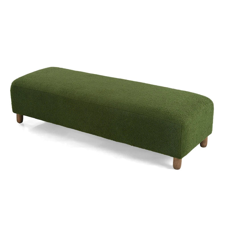 Modern Boucle Upholstered Ottoman Bench for Two