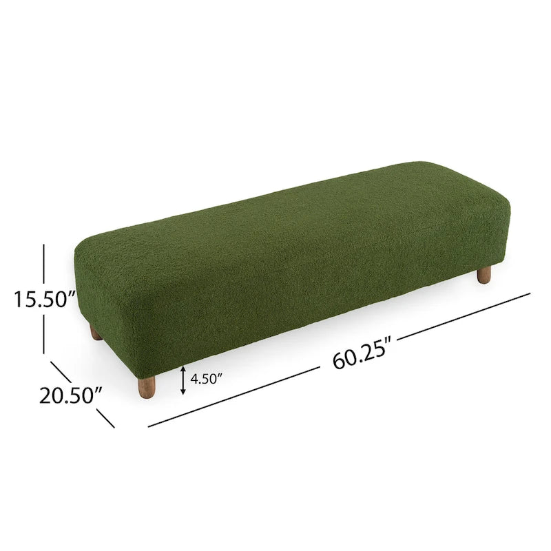 Modern Boucle Upholstered Ottoman Bench for Two