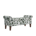 Traditional Rolled Arm Storage Bench Ottoman with Nailhead Trim
